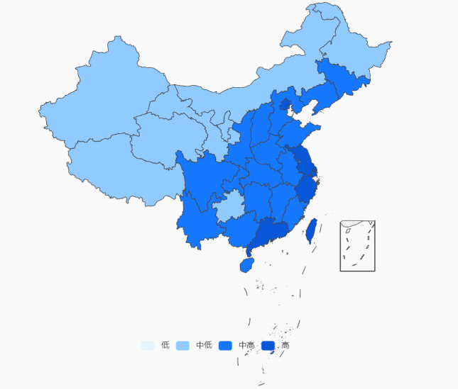 全国受助学校分布热力图